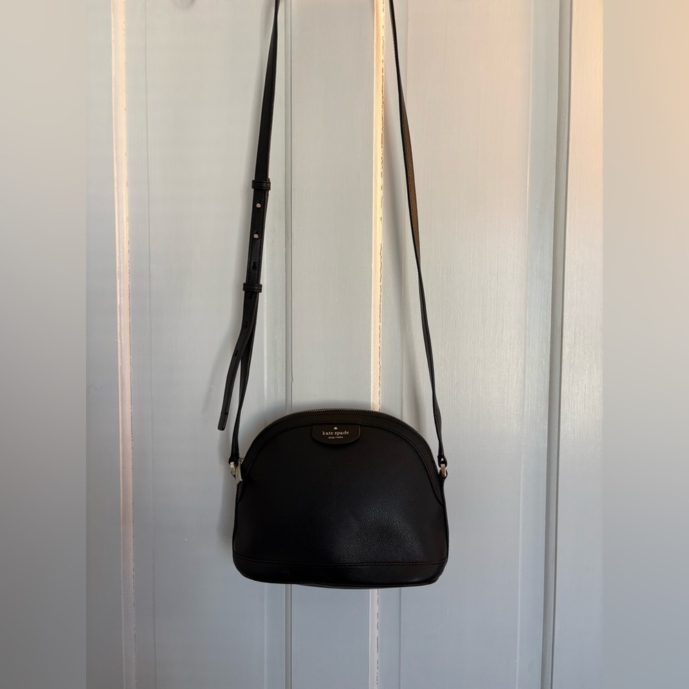 Kate Spade Sylvia Dome Pebbled Black Leather Crossbody Purse - Picture 3 of 14